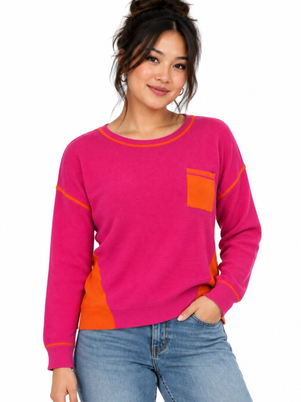 T by Talbots Large Pink Orange Sweater Activewear/Loungewear